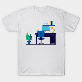 Desk flat illustration design T-Shirt